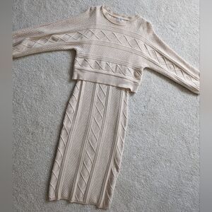 Current Air Midi Cream Cable Knit Dress